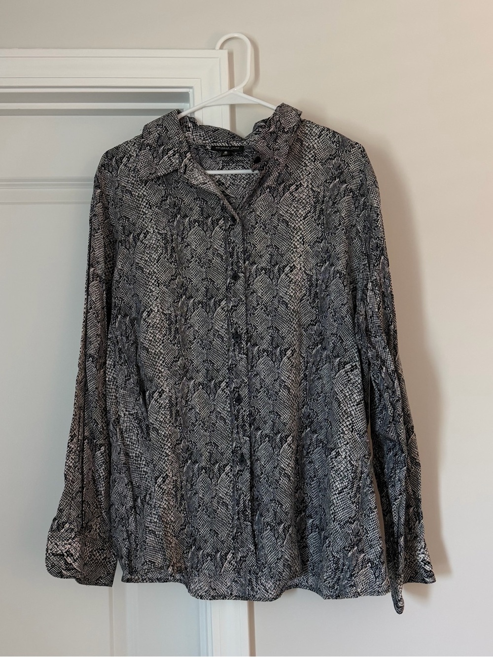 Foxcroft Gray Snake-Print Button-Front Blouse